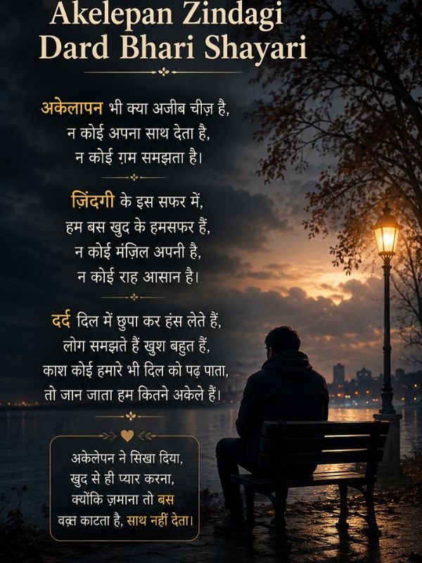 Akelepan Zindagi Dard Bhari Shayari