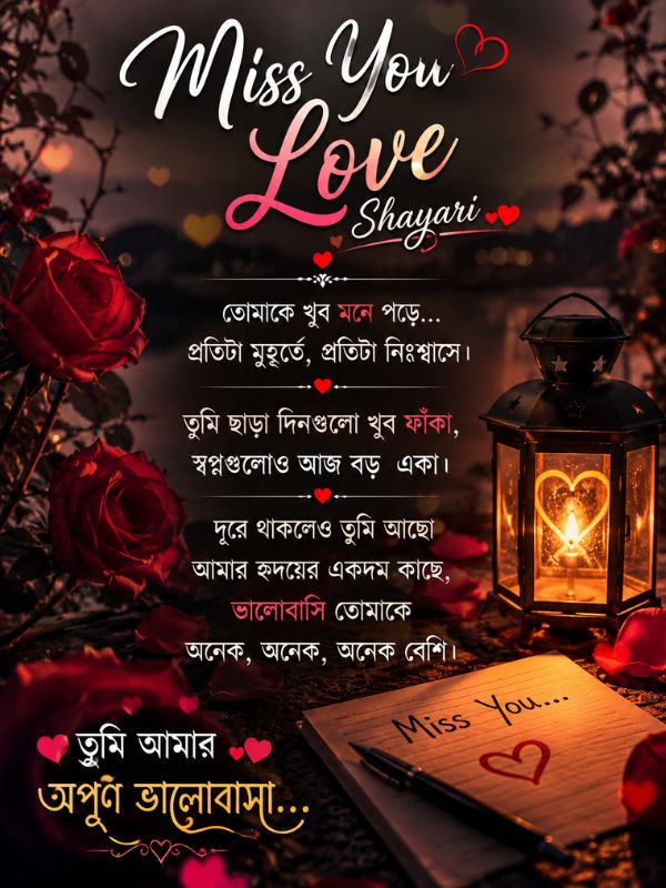 Miss You Love Shayari Bengali