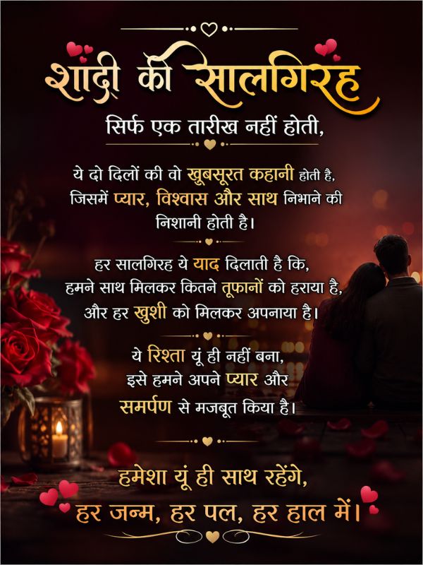 Powerful Anniversary Shayari in Hindi Text