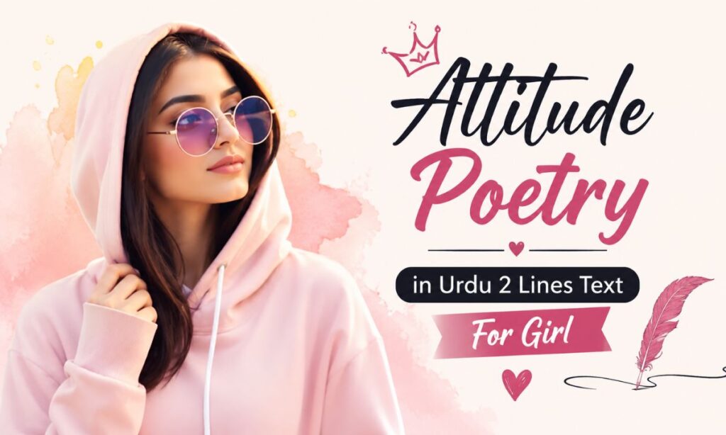 Attitude Poetry in Urdu 2 Lines Text for Girl