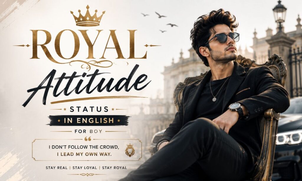 Royal Attitude Status in English for boy