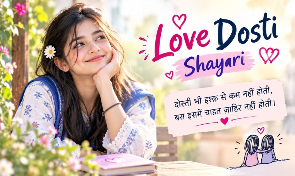 _2 Line Love Dosti Shayari in Girl